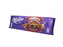 Milka Almond caramel/Mandle a karamel tabuľková čokoláda 300g